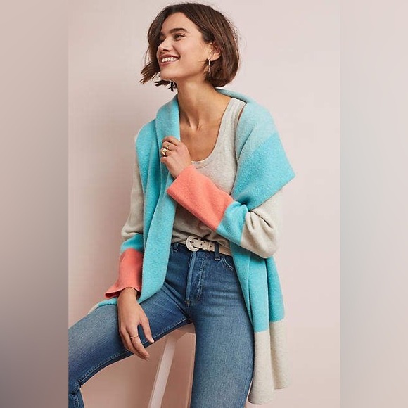 Anthropologie Jackets & Blazers - Anthropologie Field Flower Alpine Colorblock Sweater Coat Cardigan